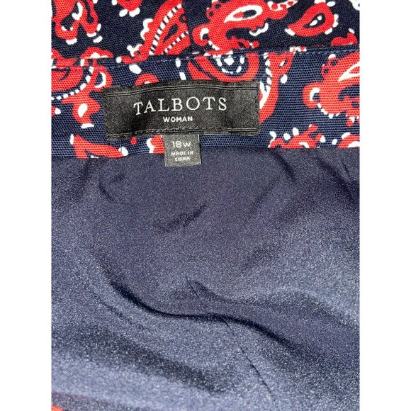 Talbots Woman's Pencil Skirt Deep Blue & Red Paisley‎ Design Lined Size 18W - Picture 6 of 7